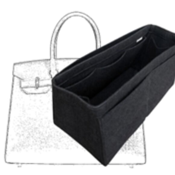 Insert/Organizer- Felt For Designer Handbags/Totes -Black Style 4 - NWT - Picture 7 of 8